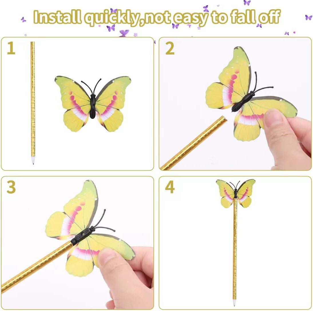 Leery 12 Pieces Butterfly Ballpoint Pens,0.5 mm Random Butterfly Black Ink Pens for School Office Supplies Home Decor Party Gift. (2D)